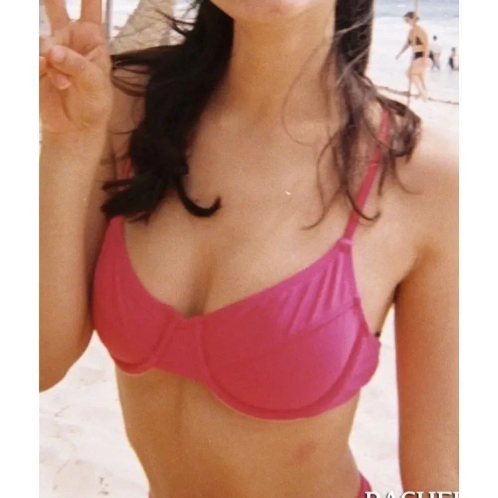 NWT J.Crew Bikini Top 40DD Pink Underwire Swim Top Supportive Bright